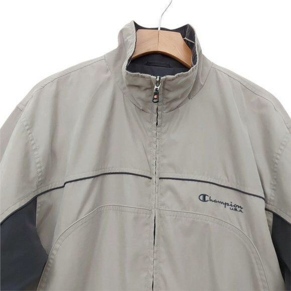 Champion Jacket Mens Medium Beige Full Zip Soft Shell Performance Rugby Golf - Picture 2 of 11